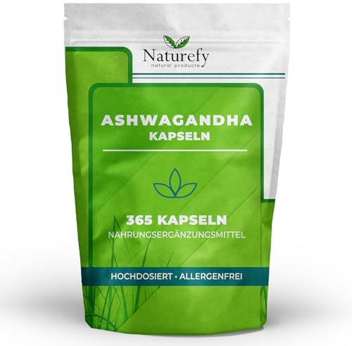 Ashwagandha Kapseln Hochdosiert - 365 Ashwagandha Kapseln - Ashwagandha Hochdosiert - Ashwaganda Kapseln - Ashwaghanda