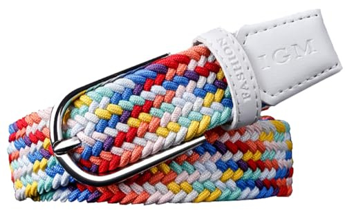 PACDE Western Candy Colours Elastic Braided Women Canvas Belt Woven Sknny Slim Stretch Women Belt