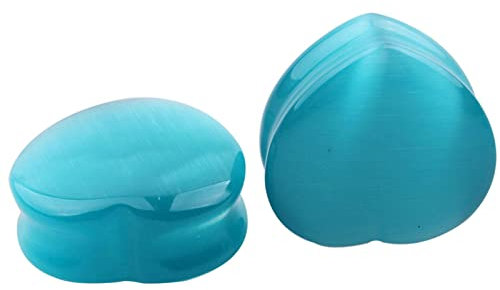 Bcughia Tunnel Ohrringe 14mm Stein Ohr Plug Tunnel Grün Herz Tunnel Ohr Set, 2 Stück