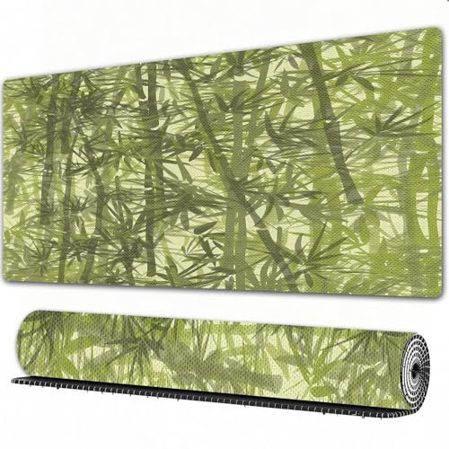 EOMKSE Grand Tapis de Souris de Jeu,la Texture de la Fibre de Verre est Verte.,avec Bords surpiqués et Dos antidérapant,sous-Main pour Clavier et Souris,40x75 cm