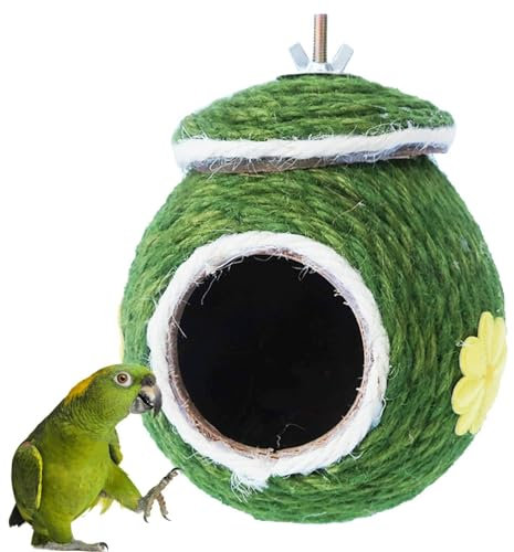 Vogelhaus, handgewebt, für Papageien, Kokos, Hüttenhaus, Bissschutz, für Kaninchen, Hamster, Rennmäuse, Chinchillas, Kanarienvögel, Nymphensittiche