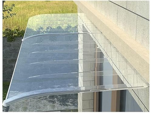 Modern Curved Transparent Polycarbonate Canopy for Window and Door Outdoor Porch Awning Roofing Canopy with Rain and Snow Protection Strong Shelter (50x290cm/2m)