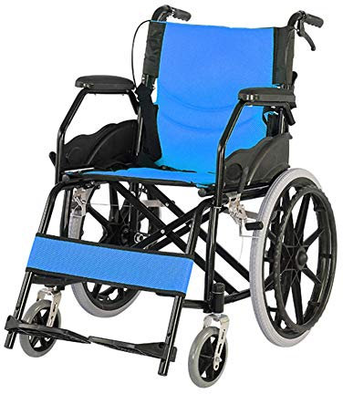 Rollstuhl mit hoher Rückenlehne, zusammenklappbar, Stahl, mit Essbrett und abnehmbarer Toilette, selbstfahrend, nicht pneumatische Reifen, ideal für Behinderte und ältere Menschen