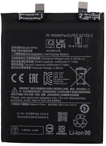 Duotipa Batería de repuesto BP46, 4400 mAh, compatible con Xiaomi 12X, 12S, 12, con kit de herramientas de reparación