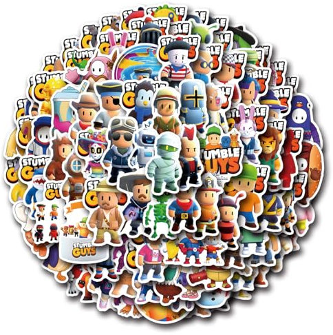 110 Stück Stumble Guy Aufkleber für Laptops, Coole klassische Cartoon-Aufkleber für Teenager, Kinder, Jungen, Computer, Skateboards, Handys, Sammelalben