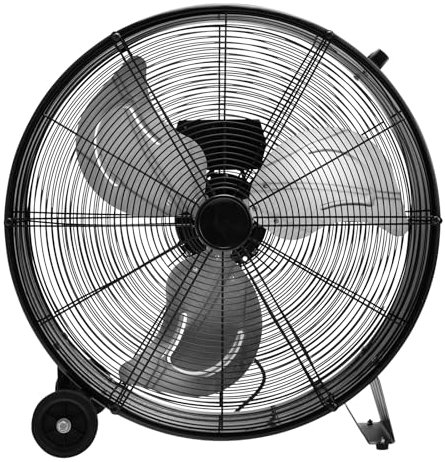 SOARS Ø60 cm Bodenventilator mit Rollen, Mobile Windmaschine mit 3 Windgeschwindigkeiten, Ventilator Metall Industriell, Standventilator für Lager, Werkstatt, Keller (Schwarz)