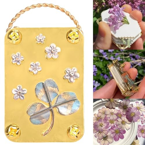 Mikro-Blumenpresse, Blumenpress-Set, Blumenpress-Set mit 10 Spezialpapier, gepresste Fl/Owers zum Basteln, Me/Tal Blumen/Wer-Presse Ki/t für Kunst- und Bastelliebhaber, Miniatur-Blumen-Vor-/SS-Set