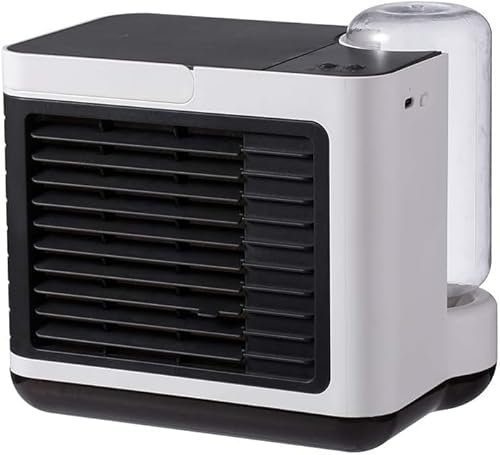 WREWING Ventilateur de refroidissement d'air avec purificateur d'ions négatifs – Ventilateur de bureau USB à 3 vitesses, fonction brumisation, système silencieux à 7 pales de 36 dB (blanc)