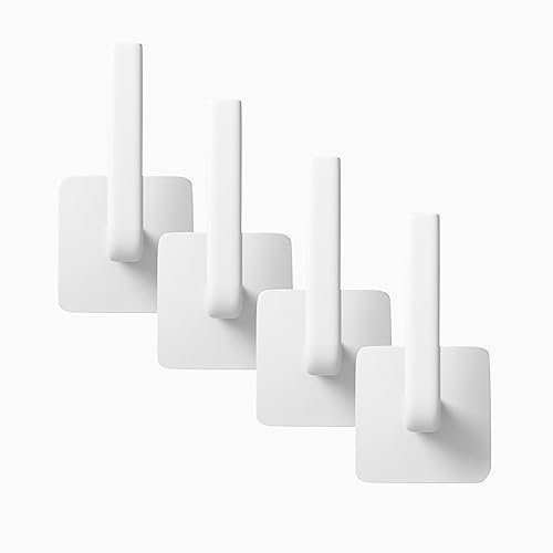 Hooks Stick On 4PC Hat Rack for Wall Hat Organizer Racks for Baseball Caps Adhesive Hooks Wall No Drilling Hangers Closet Cowboy Holder Display Clear (White, One Size)