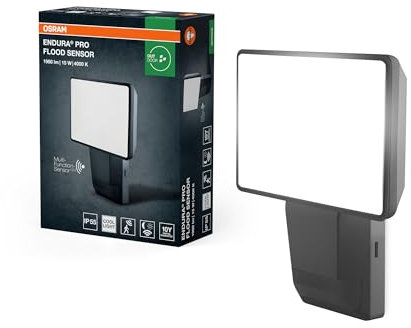 Osram ENDURA PRO projecteur extérieur avec capteur, angle diffusion large, design optique innovant, 15W, Gris foncé, protection IP55, pour parking et parcs