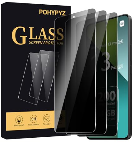 POHYPYZ Lot de 3,Verre Trempé Anti-Espion pour Xiaomi Redmi Note 13 Pro 5G/4G，Film de Confidentialité Protection en Écran, Protection Verre Trempé，[Dureté 9H ][Compatible Coque][Pas de bulles]
