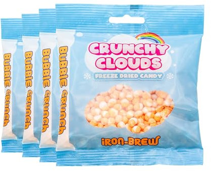 Crunchy Cloud - Bubble Crunch Iron-Brew - Freeze-Dried Crunchy Candy - Light Airy Crisp Texture, Fizzy Sweet Iron-Brew Flavour - Fun Party Treat, On-The-Go Snack - Pack of 4