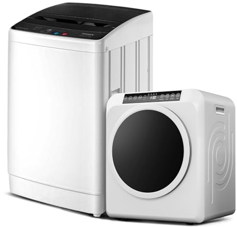 ROVSUN 3.5CuFt Clothes Dryer and 30LBS Full-Automatic Washing Machine Set, Compact Laundry Washer and Dryer Combo Set with Stainless Steel Inner Tub, for Apartment, Dorms, Home