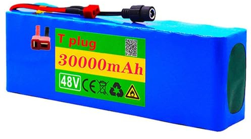 E-Bike Akku 48V 30Ah 13S5P Fahrrad Akkupack Eingebauter BMS Wasserdichter PVC-Akku Elektro-Fahrrad Batterien T Plug,48V 30Ah