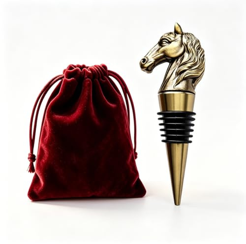 Vinoveltty Horse Head Wine Stopper, Horse Gifts for Men Women, Derby Festival Gifts Fathers Day Christmas Birthday Gift for Horses Lover, Bottle Stoppers for Wine Champagne, Bronze with Gift Bag