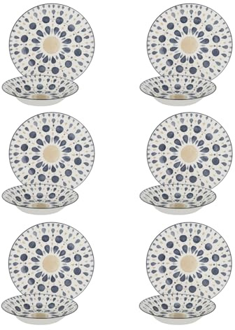 Tafelservice 12-teilig Porzellan Etnika blau