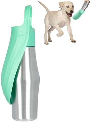 Borraccia Per Cani Portatile 750 Ml, Borraccia Cane Termica, Borraccias Per Cani Pieghevole A 180°,Bottiglia In Acciaio Per Canis, Design Anti-Goccia, Ideale Per Passeggiate All'Aperto Con Animali (A)