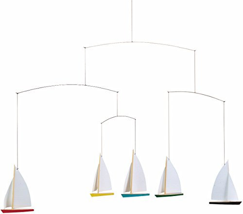 Flensted Mobiles Dinghy Regatta 5 Mobile, Stahl, Mehrfarbig, 35x65 cm