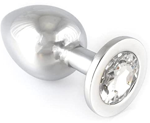 Rimba Bondage Play Buttplug, Gross mit Kristal, Silber, Ø 4x9,7 cm