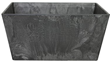 Artstone Pflanzgefäß Pflanzschale Ella, frostbeständig und leichtgewichtig, Schwarz, 25x12cm