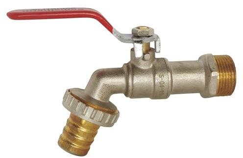 SOMATHERM FOR YOU, Robinet de puisage à sphère, poignée plate 1/4 tour, mâle 3/4, raccord au nez 1, corps laiton chromé, pression max 10 bars, température max 90°C, norme ACS