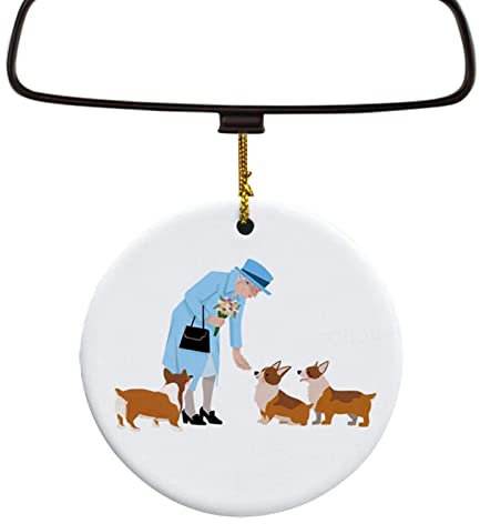 Königin Elizabeth II Und Corgi Memorial Christmas Ornamente, Christbaumschmuck, Königin Platinum Jubiläumsbaum Anhänger, Acryl Queen's Hanging Tree Dekoration Für Queen's Jubilee Memorial Erinnerung