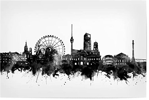 artboxONE Poster 30x20 cm Stuttgart Städte Stuttgart Skyline Black and White - Bild Stuttgart Art Artistic