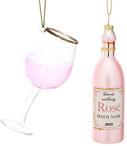 Sass & Belle Christmas Cheer Rosé and Glass Shaped Bauble - Set of 2