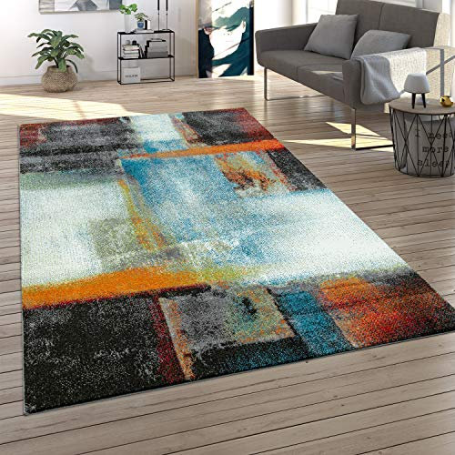 Paco Home Teppich Wohnzimmer Vintage Kurzflor Pastell Moderne Geometrische Muster Bunt, Grösse:60x100 cm, Farbe:Bunt 4