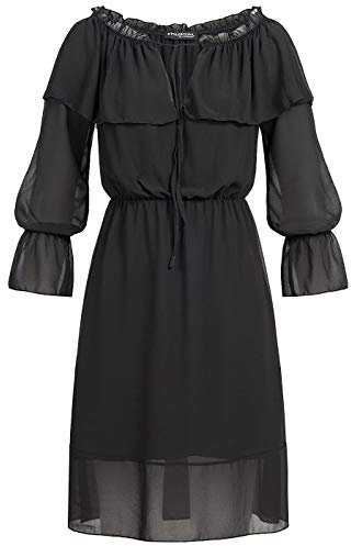 Styleboom Fashion® Damen Chiffon Kleid Trompeten Ärmel schwarz