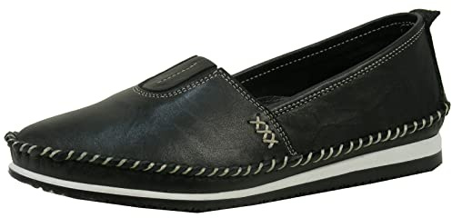 Andrea Conti Damen Slipper Mokassins Leder 1887801, Größe:41 EU, Farbe:Schwarz