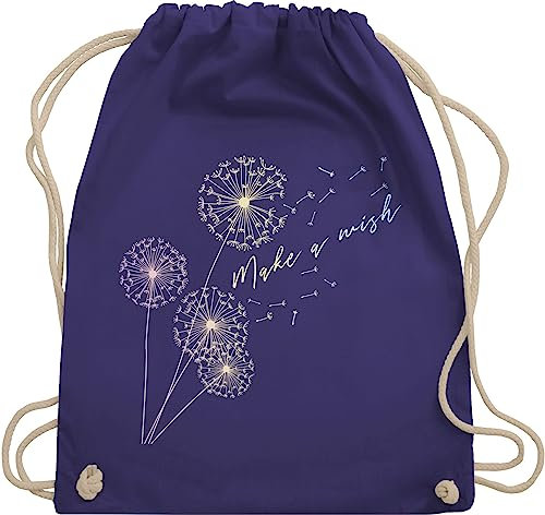 Shirtracer Turnbeutel Rucksack - Sprüche Statement - Pusteblume Flower - Unisize - Lila - beutel mit blumenmuster statements wish stoffbeutel damen floral sprüchen wish. beuteltasche groß blumen