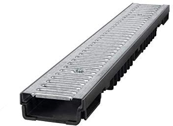 1m Entwässerungsrinne Bodenrinne Terassenrinne Ablauf Höhe 55 / 105mm A15 B125 C250 (Stahl verzinkt/ A15 1,5T, 55mm / 5,5 cm)