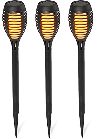 Esotec Solar Gartenfackeln Lorenzo, 3er Set, Akku, Steckleuchte outdoor, Wegeleuchte, Stecklicht, LED-Fackel, Solarlichter, Garten, Blumentopf, schwarz, Kunststoff, IP44, außen, 102315