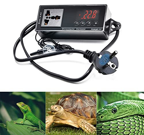 RoseFlower Termostato per Rettili, Riscaldamento e Raffreddamento Digitale Termoregolatore 220V/10A - per Lucertola, Serpente, Tartaruga, Rettile Pet Box, Acquario, Piantine Coltivare #1