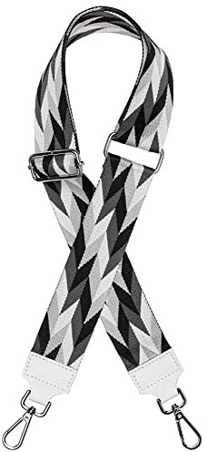 Caspar BSG04 breiter Leder/Textil Schultergurt mit silberfarbenem Karabiner für Handtaschen, Farbe:weiss, Accessoires:One Size