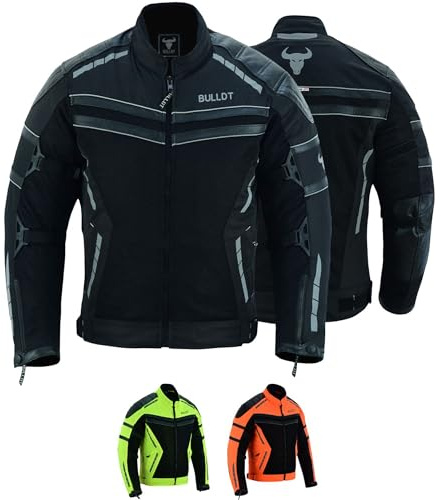 BULLDT Motorradjacke Herren sommer mit abnehmbar CE-Protektoren & Thermo-Futter - leichte Sommerjacke ATV Quad Scooter mit Tech-Mesh-Netz 360° Sicherheits-Reflektoren & Zipper-Taschen Schwarz - 58