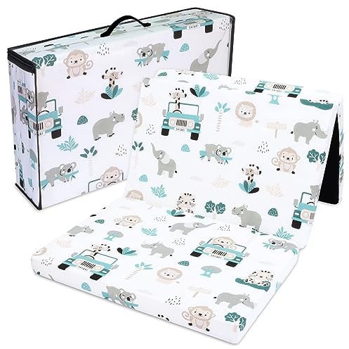 Klappmatratze Faltbare Reisebett Baby Matratze 60x120 cm - Faltmatratze für Kinder Gästematratze klappbar Babymatratze Bodenmatratze Schlafmatratze und Reisematratze Afrika