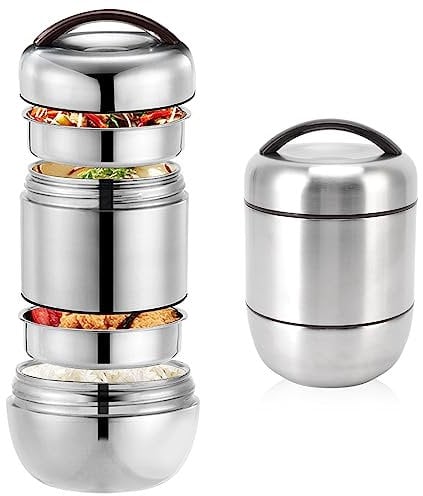Stainless Steel Lunch Box,4 Layer 1.5L/52Oz Bento Lunch Box,Thermal Lunch Box Portable Leakproof Lunch Containers Kids Adults Portable Food Container for Men,Women