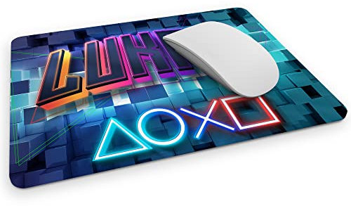 timalo® Gaming Mousepad mit Namen Bedrucken lassen | Mauspad Gamer Neon Motiv Konsole personalisiert mit Wunschname | Mousepad-g-20