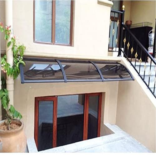DIY Patio Markisen,Sonnenschirm Vordertür Vordach,Vordere Hintertür Regen Türvordach,Fenster Pultbogenvordach,Polycarbonat Haustürvordach,Braune Baldachin/Schwarze Halterung (60x150cm/24x59)