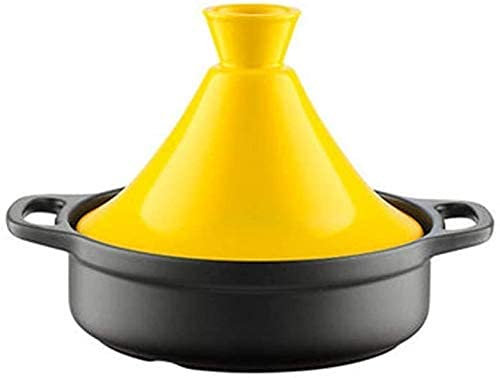 Practical Casserole Dishes Moroccan Tagine Pot Ceramic Casserole Saucepan with Cone-Shaped Funnel Cover Suitable (Yellow)
