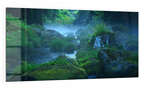 DEQORI Küchenrückwand Glas | Motiv Wasserquelle im Wald | 100x50 cm | Bad- oder Herd-Rückwand | Herdblende Spritzschutz für Küche & Badezimmer | moderne Deko für Fliesenspiegel