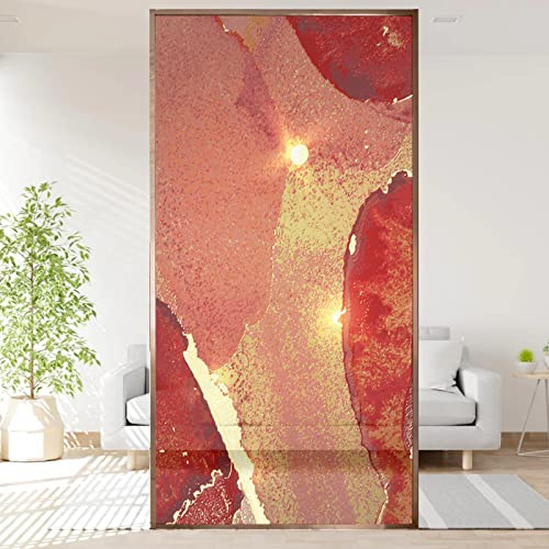 Privacy window film,3D opaque frosted glass No glue static film,Removable decorative window film Anti UV for Office,Kitchen,Bathroom - Red Texture(44.5cmx200cm)