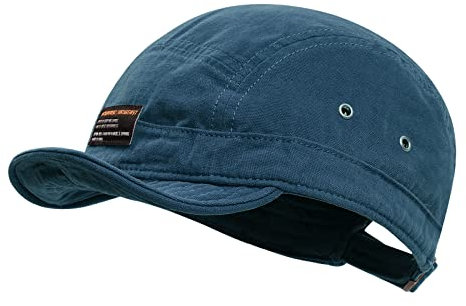 Clakllie Gorra de béisbol de 5 paneles de algodón de ala corta, gorra de visera plana, gorra de hip hop, monopatín, sombreros ajustados para papá de perfil bajo, DY09-azul marino, Talla única
