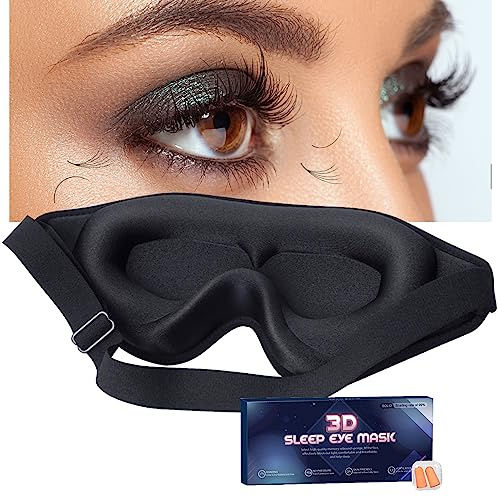 Augenmaske für Wimpernverlängerungen, Schlafmaske für Wimpernverlängerungen für Damen und Herren, Zero Eye Pressure 3D konturierte Wimpernverlängerung, Schlafmaske, Wimpernschutz, atmungsaktiv, weich