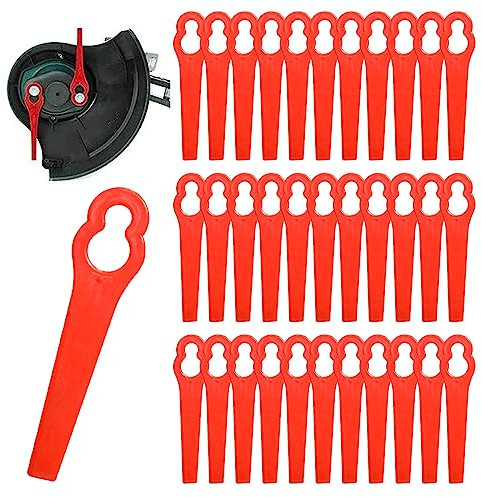 NITAIUN 150 Pcs Lame Coupe Bordure Tondeuse à Gazon Rouge Lames en Plastique de Rechange 8,3cm Tondeuse à Gazon en Plastique Lames pour Jardin et Pelouse Coupe Bordures Grass Trimmer(Rouge)