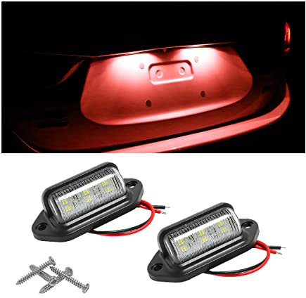 CGEAMDY 2 Pezzi LED Luci Targa per Auto Posteriore 6000k, Lampada Targa Compatibile per Golf, Illuminazione a LED per Rimorchi, Camper, Camion, Roulotte e Barche (Rosso)