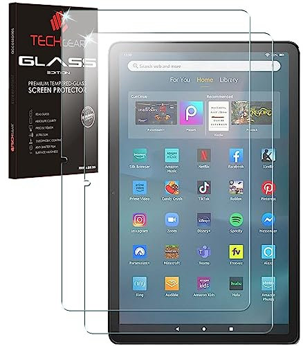 TECHGEAR [2 Pack Tempered Glass Screen Protectors for All New Amazon Fire Max 11 Tablets (2023 / 13th Generation [9H Toughness] [HD Clarity] [Scratch-Resistant] [No-Bubble] [Responsive]