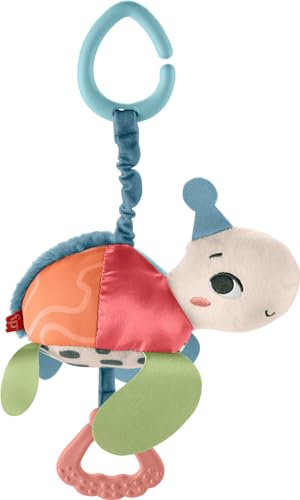 FISHER-PRICE Flotte Schildkröte - Plüsch Kinderwagenspielzeug mit Federbewegung und Rasselgeräuschen, 80% aus recyceltem Stoff und BPA-freiem Beißring, in FSC-zertifizierter Verpackung, HKD62